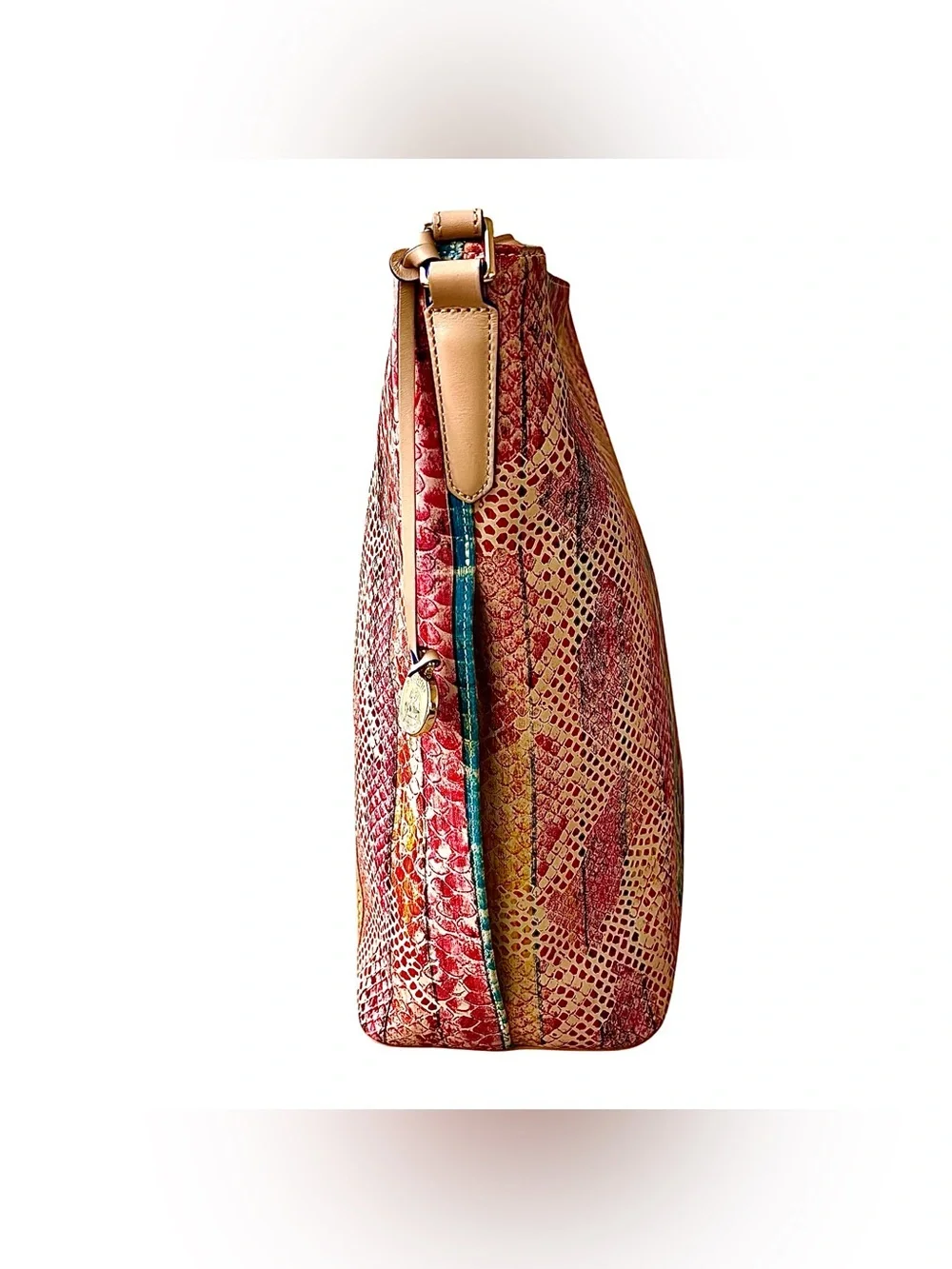BRAHMIN Multicolored Snakeskin Print Leather Hobo